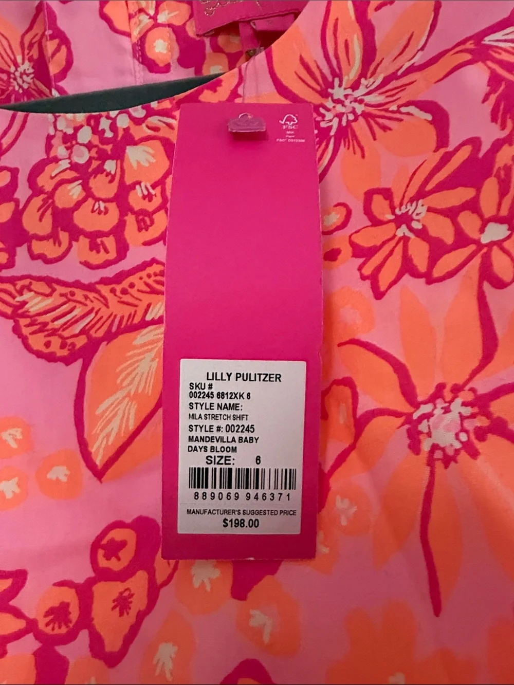Lilly Pulitzer Bright Pink & Coral Floral Shift Dress - Picture 3 of 7